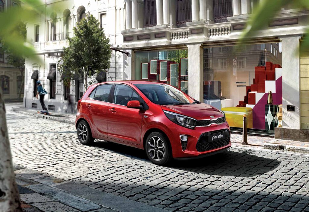 The Kia Picanto on a cobbled street